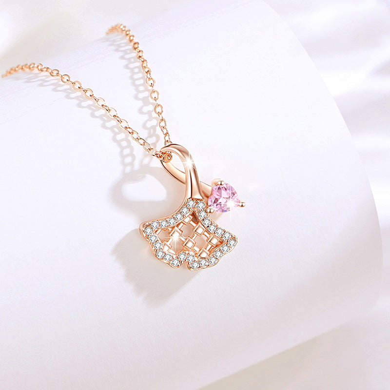 Sansheng Lucky Sterling Silver 925 Necklace Women's Fashion All-Match Zircon Clavicle Chain Get Things Ins Style Love Pendant