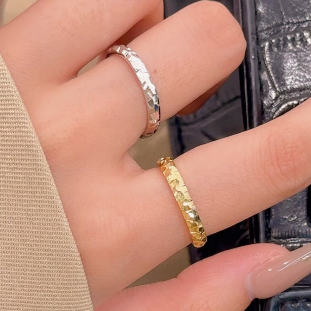 Crushed Ice Sterling Silver 925 Ring Niche Design Light Luxury High-Grade Starry Sky Plain Ring Ins Cold Wind Ring