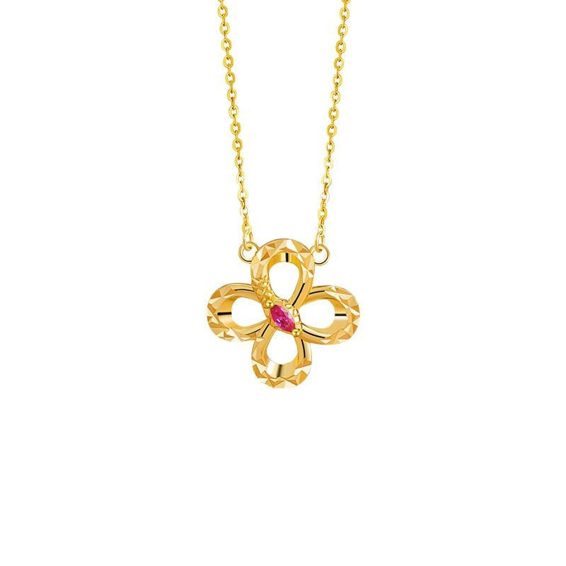 Lingsnake Sterling Silver 925 Necklace Light Luxury High-Grade Lucky Clover Zodiac Clavicle Chain Ins Style Birth Year Pendant