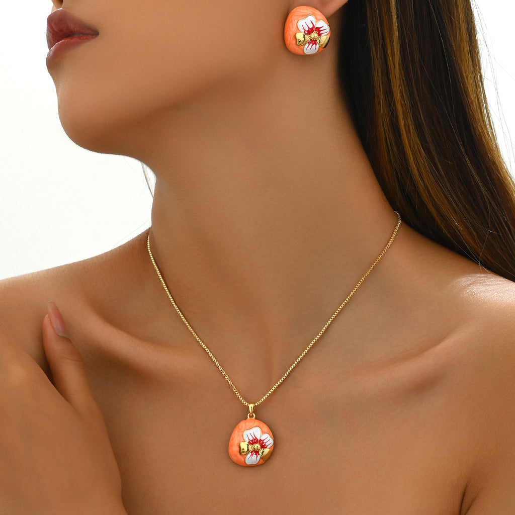 Pink Floral Disc Jewelry