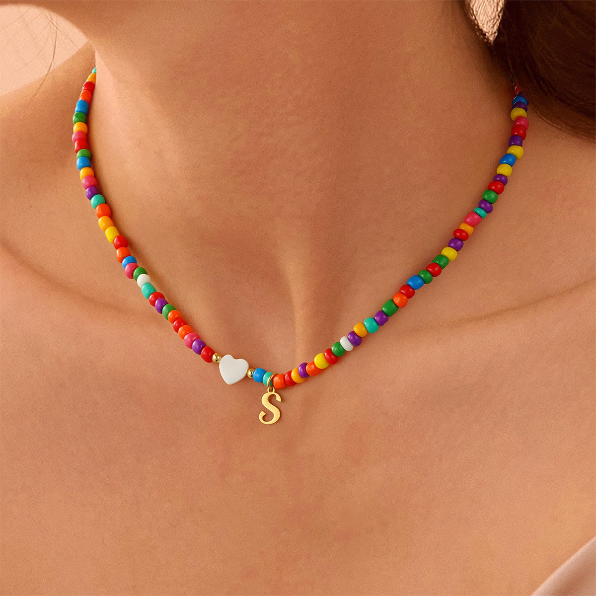 Colorful Initial Bead Necklace — product image 3