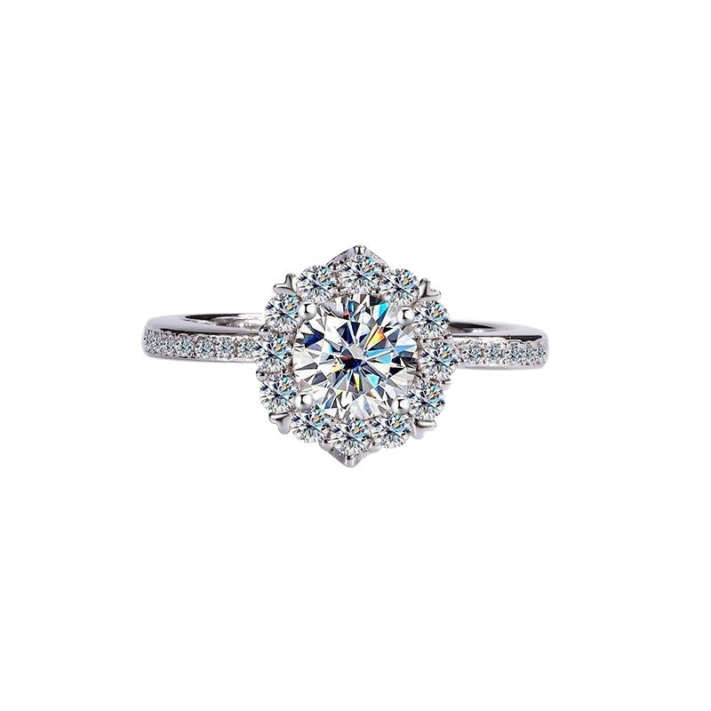 Romantic Star River Sterling Silver 925 Diamond Ring Women's Light Luxury Proposal Wedding Ring Ins Style Love Ring