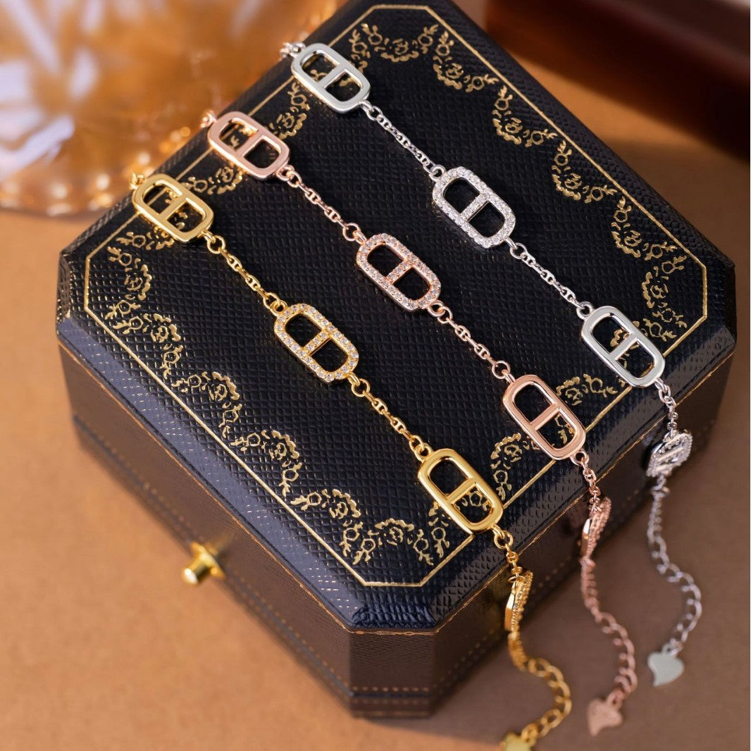 Pig Nose Buckle Sterling Silver 925 Bracelet Female Niche Design Light Luxury Zircon Bracelet Ins Little Red Book Same Style Bracelet