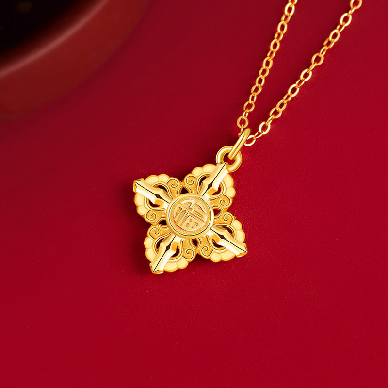 Diamond Pestle Sterling Silver 925 Necklace Light Luxury High-Grade Cross Flower Clavicle Chain Mother's Day Lucky Clover Pendant