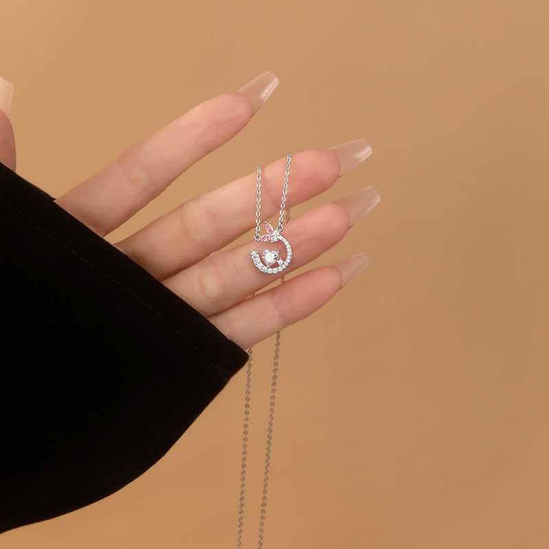 2026 New Light-Changing Love Stone S925 Sterling Silver Necklace Female UV Color-Changing Star Moon Clavicle Chain All-Match Jewelry