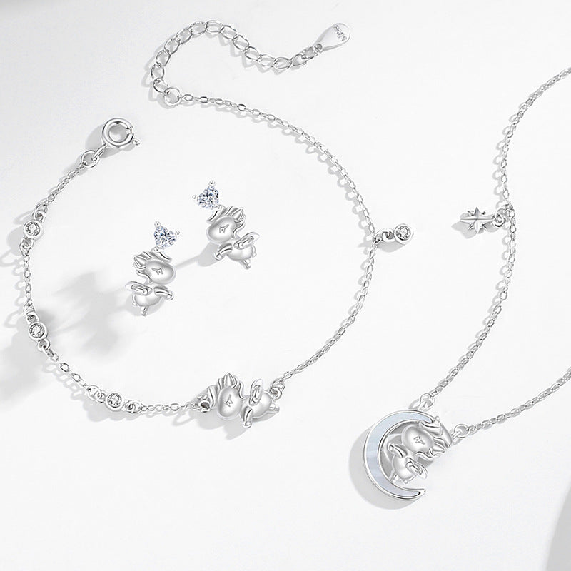 Unicorn Sterling Silver 925 Bracelet Female Niche Design Light Luxury Zircon Bracelet for Girls Ins Star Moon Bracelet
