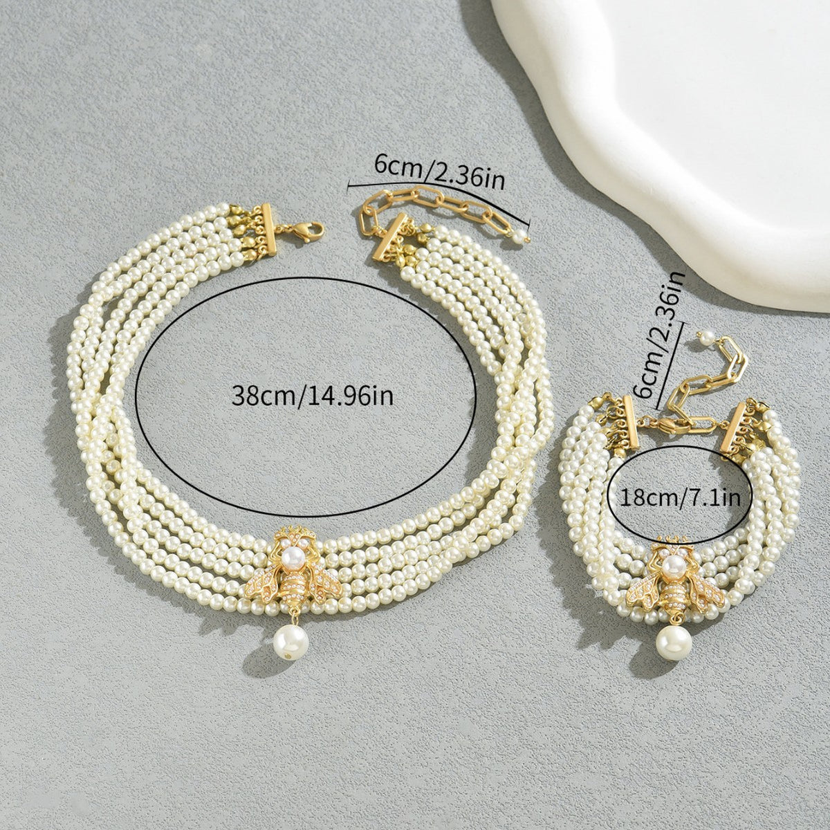 Pearl-Effect Bee Choker Jewelry — product image 3