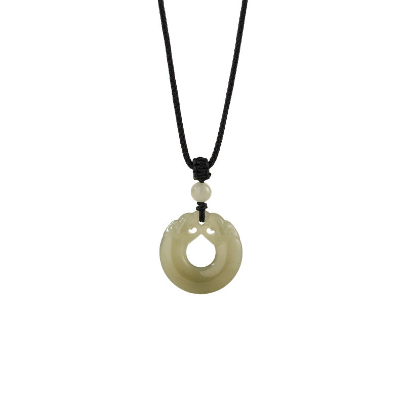 Halskette aus 925er Sterlingsilber und Hetian-Jade – geflochtenes Detail