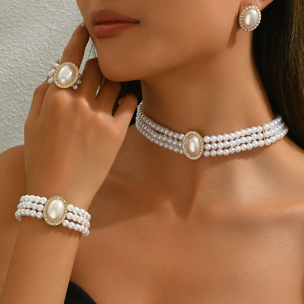 Layered Pearl-Effect Choker Jewelry — product image 2