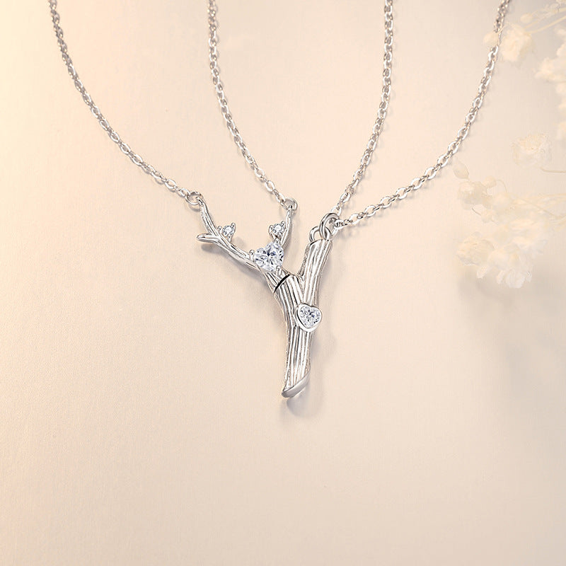 Halskette aus 925er Sterlingsilber – Zweig
