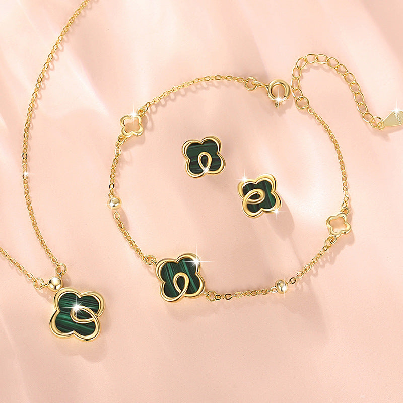 Lucky Clover Sterling Silver 925 Bracelet Women's Fashion Versatile Flower Bracelet Qixi Ins Style Peacock Bracelet