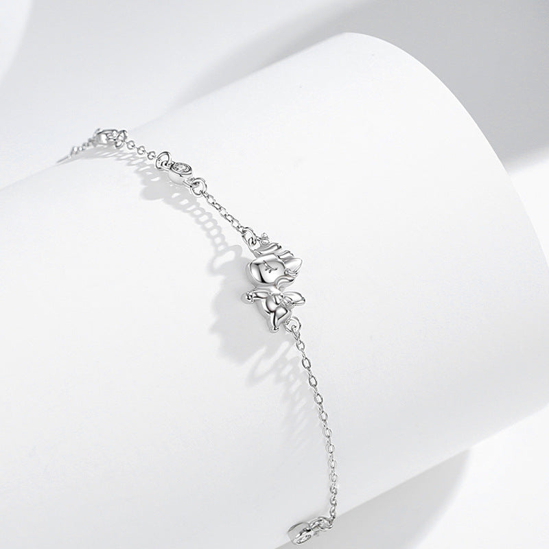 Unicorn Sterling Silver 925 Bracelet Female Niche Design Light Luxury Zircon Bracelet for Girls Ins Star Moon Bracelet