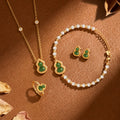 S925 Silver Necklace Bracelet Ring Stud Earrings Wire Drawing Craft New Chinese Natural Hetian Jasper Gourd Women's Jewelry
