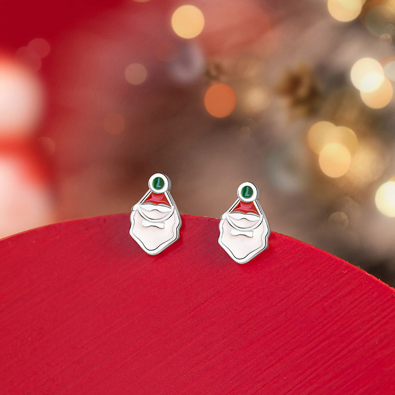 Santa Claus Sterling Silver 925 Week Earrings Light Luxury High-Grade Bell Lovely Earrings Ins Candy Socks Earrings