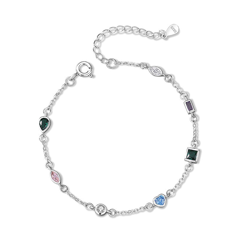Lovely Sterling Silver 925 Bracelet Female Niche Design Light Luxury Zircon Bracelet Ins Style Gift Girlfriend Rainbow Bracelet