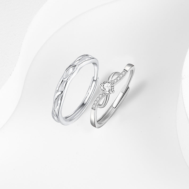 Lianlizhi Sterling Silver 925 Couple Ring Female Light Luxury High-Grade White Crystal Ring Ins Valentine's Day Gift Ring