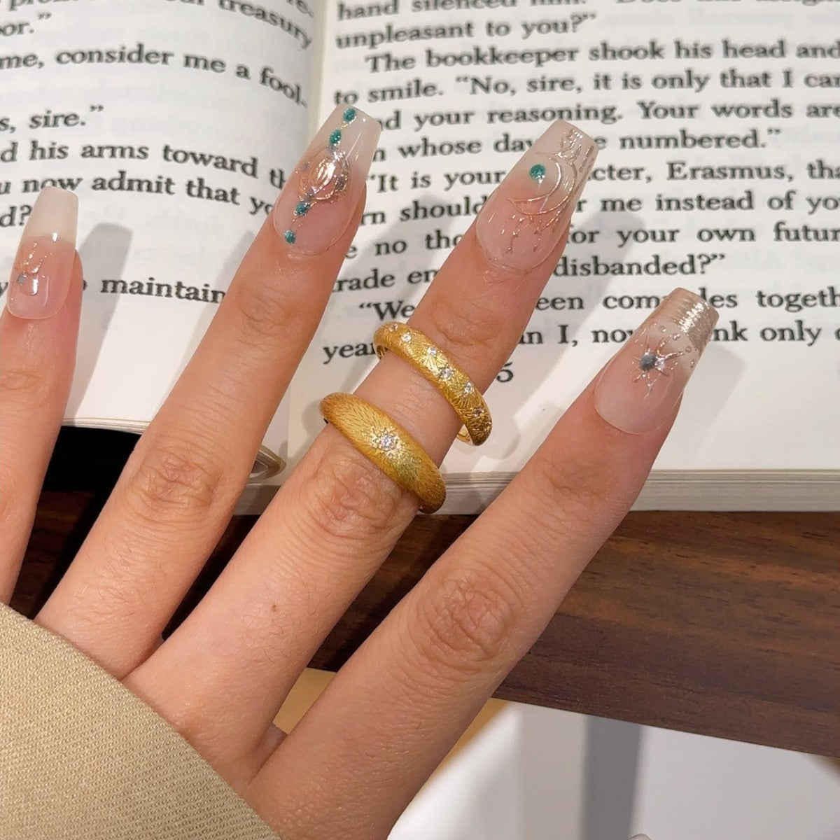 Vintage Buqi Style Star Sterling Silver 925 Ring Ins Style Light Luxury High-Grade Emerald Zircon Sunflower Ring