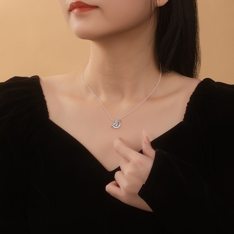 Planet Queen Mother's Same S925 Sterling Silver Necklace Female UV Color Changing Creative Clavicle Chain Niche Silver Jewelry Wholesale