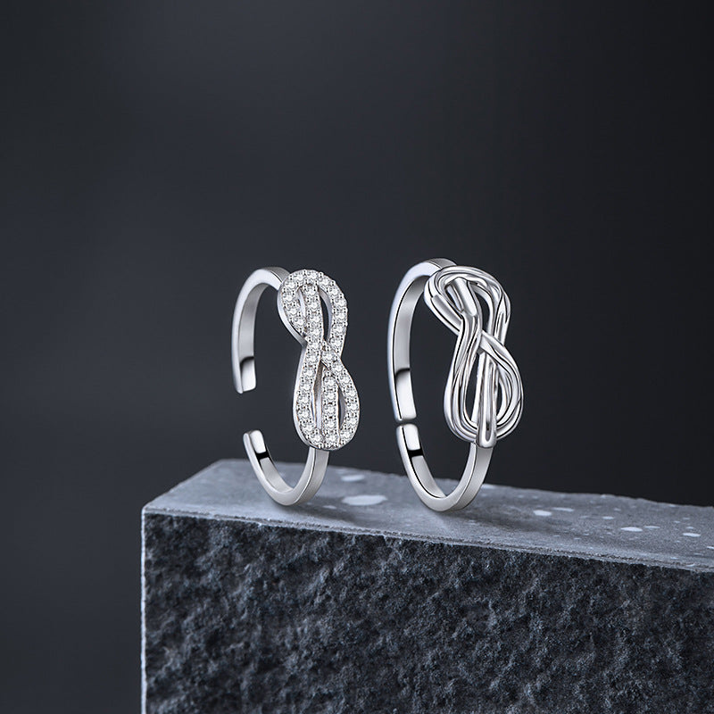 Mobius Ring Sterling Silver 925 Couple Ring Fashion Versatile Zircon Ring Ins Style Unlimited Symbol Pair Ring