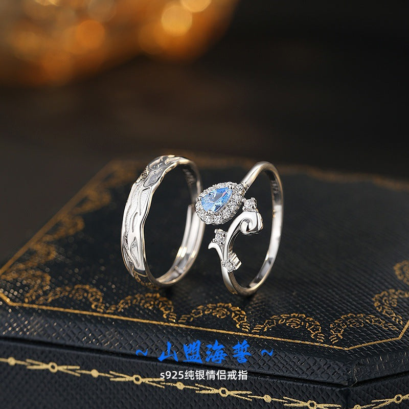 Love Oath Couple Ring S925 Sterling Silver Ring Light Luxury Niche Silver Jewelry Qixi Valentine's Day Gift Wholesale