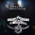 Sterling Silver 925 Diamond Ring Women's Fashion Versatile 6-Claw Moissanite Ring 1 Karat Cross-Border Wedding Ring Gift