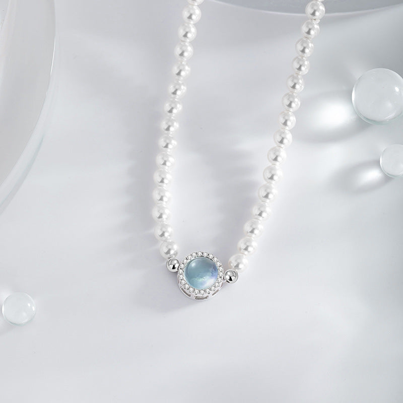 Hailanbao Sterling Silver 925 Necklace Female Niche Design Light Luxury Shijia Pearl Clavicle Chain Ins Style Girlfriends Pendant
