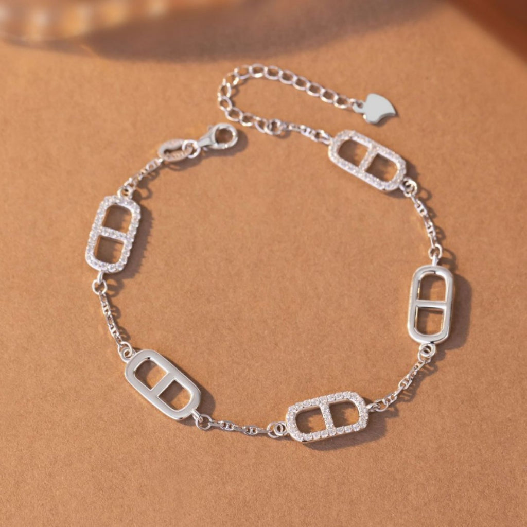 Pig Nose Buckle Sterling Silver 925 Bracelet Female Niche Design Light Luxury Zircon Bracelet Ins Little Red Book Same Style Bracelet