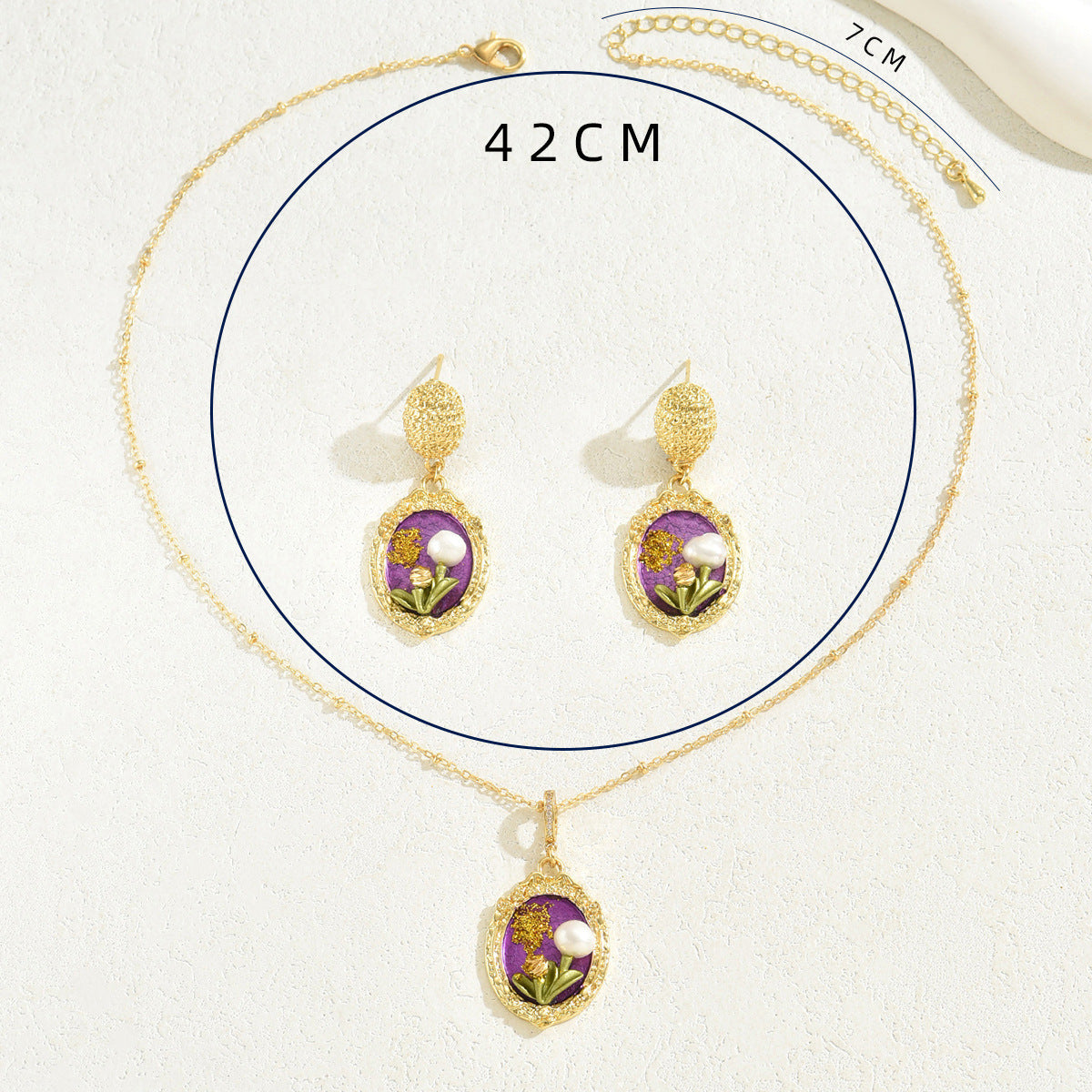 Purple Floral Oval Jewelry — product image 3