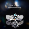 Sterling Silver S925 Diamond Ring Women's Light Luxury Fashion Moissanite Ring 1 Karat-Row Diamond Six-Claw Cross-Border Wedding Ring