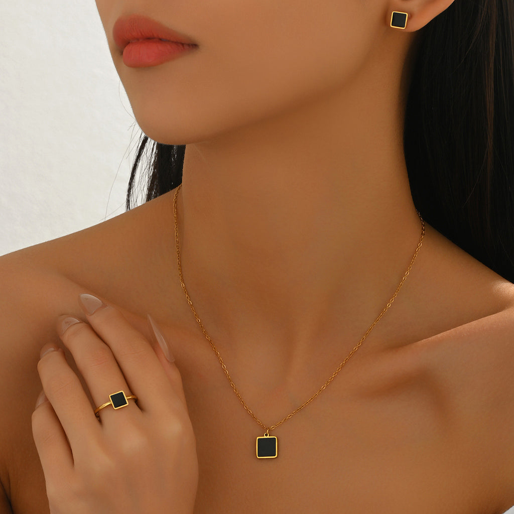 Petite Black Square Jewelry