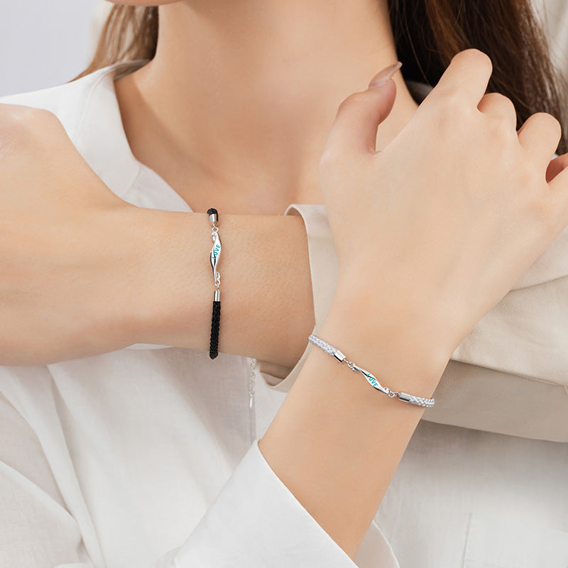 Mobius Sterling Silver 925 Bracelet Fashion Versatile Infinite Symbol Bracelet Ins Style I Love You Letter Bracelet