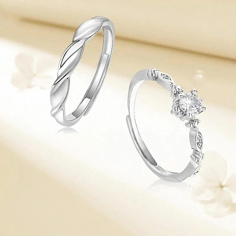Mobius Pure Silver 999 Couple Ring Niche Design Light Luxury Zircon Ring Ins Shining Star River Ring