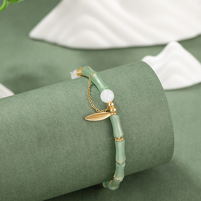 Armband aus 925er Sterlingsilber – Bambus und Jade