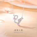 Swan Sterling Silver 925 Necklace Female Niche Design Light Luxury Pink Zircon Clavicle Chain Get Things Ins Love Pendant