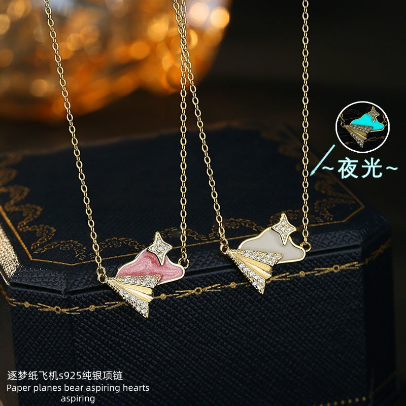 Collana in argento sterling 925 – nuvola e stella, dettagli luminescenti