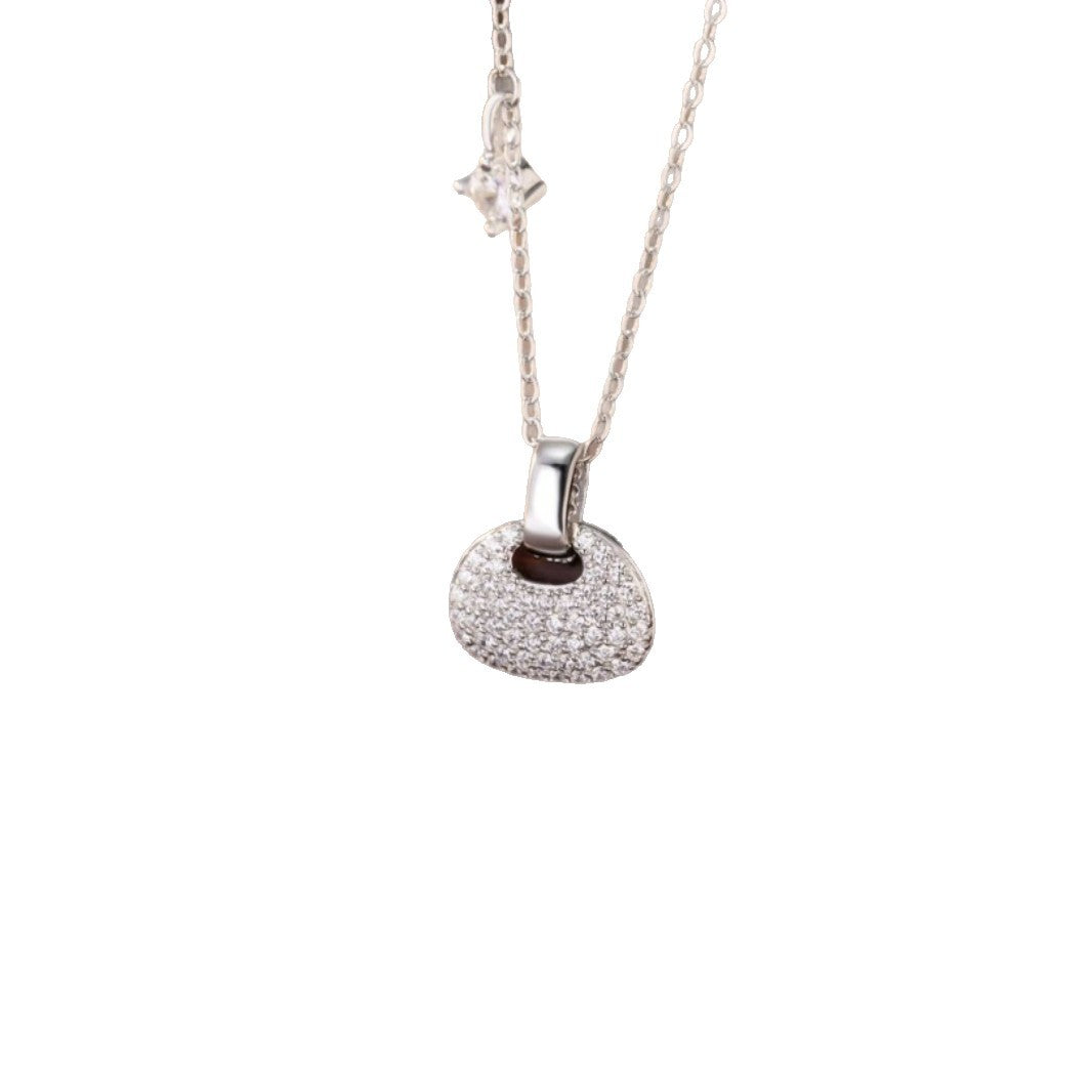 Small Lotus Bag Sterling Silver 925 Necklace Women's Light Luxury High-Grade Zircon Bag Clavicle Chain Ins Small Red Book Same Pendant