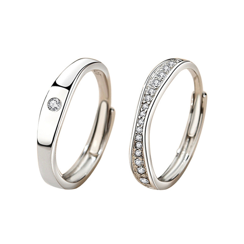 Life Love Sterling Silver 925 Couple Ring Fashion Versatile Zircon Plain Ring Ins Style Mobius Ring