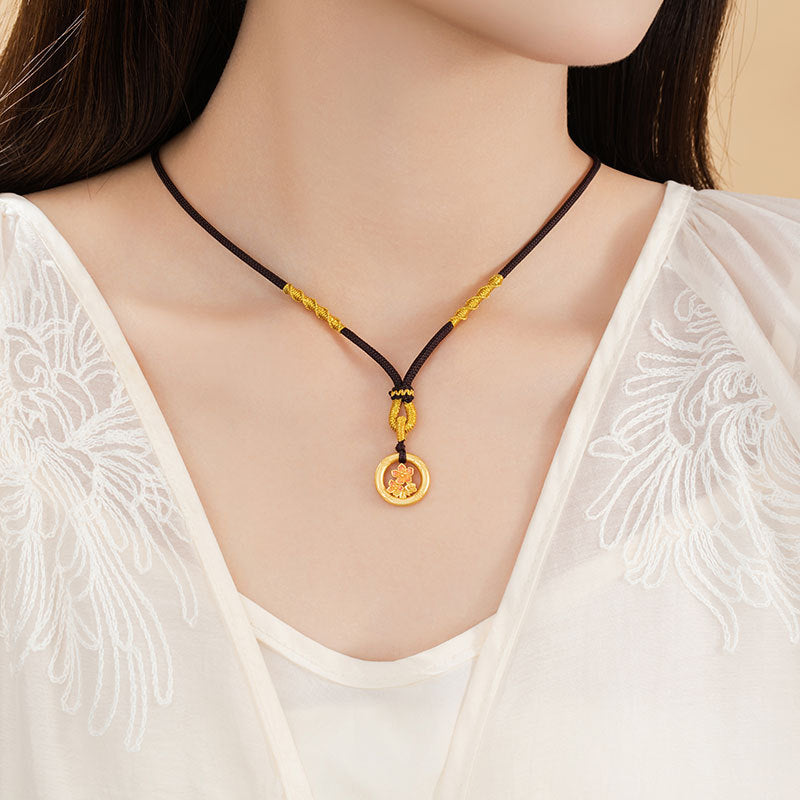 December Flower God Sterling Silver 925 Necklace Women's New Chinese National Fashion Lotus Necklace Ins Style Peace Buckle Flower Pendant