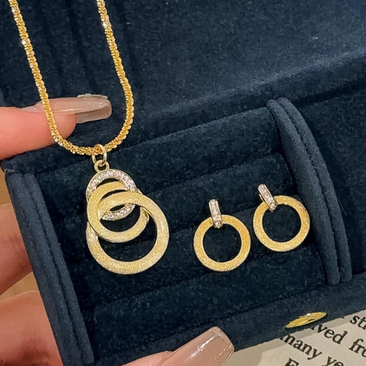 Ring Buckle Sterling Silver 925 Necklace Light Luxury High-Grade Brushed Double Ring Sweater Chain Ins Mobius Ring Pendant