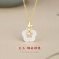 Butterfly Sterling Silver 925 White Jade Necklace Women's Fashion Versatile Flower-like Brocade Clavicle Chain Ins Style Plum Pendant
