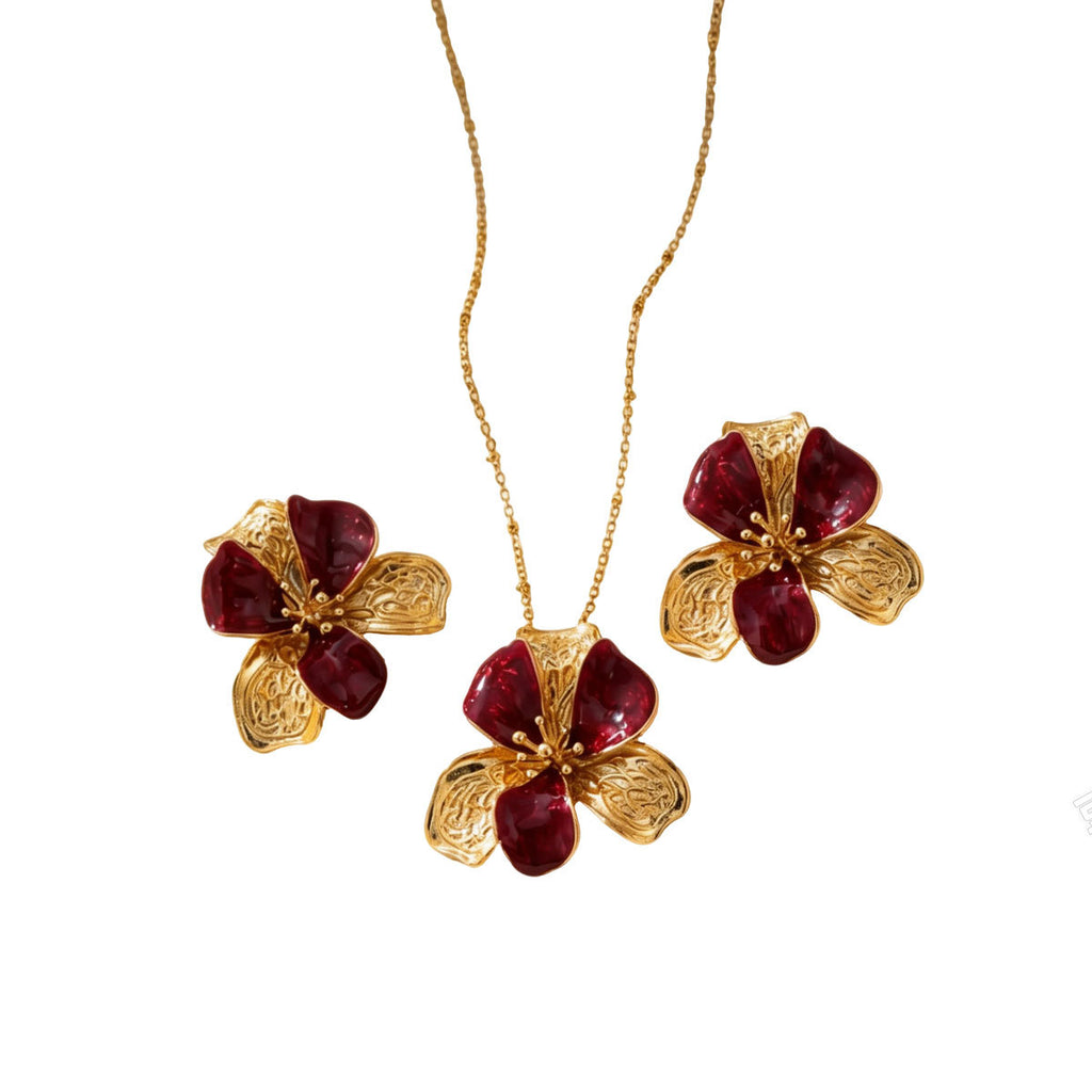 Burgundy Petal Flower Jewelry — product image 5