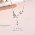Sterling Silver Cherry Blossom Necklace – Zircon Accents