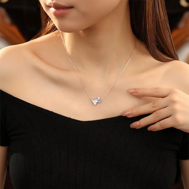 Collana in argento sterling 925 – nuvola e stella, dettagli luminescenti