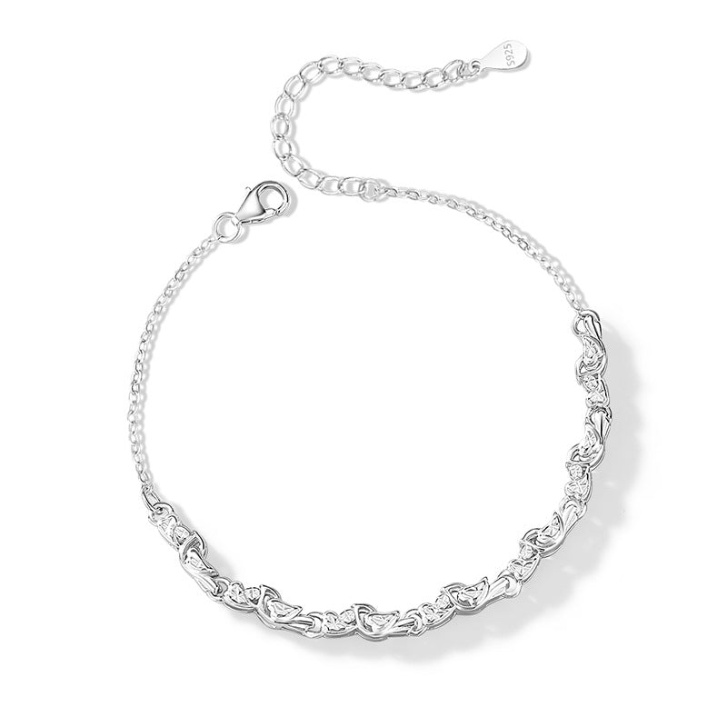 S925 Sterling Silver Small Magpie Lucky Bracelet Magpie Shape National Style Lucky Bracelet Adjustable Niche Design Silver Jewelry Supply
