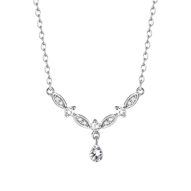 Laurel Goddess Pure Silver 999 Necklace Niche Design Light Luxury Wheat Ear Clavicle Chain Ins Style Ear Safety Pendant