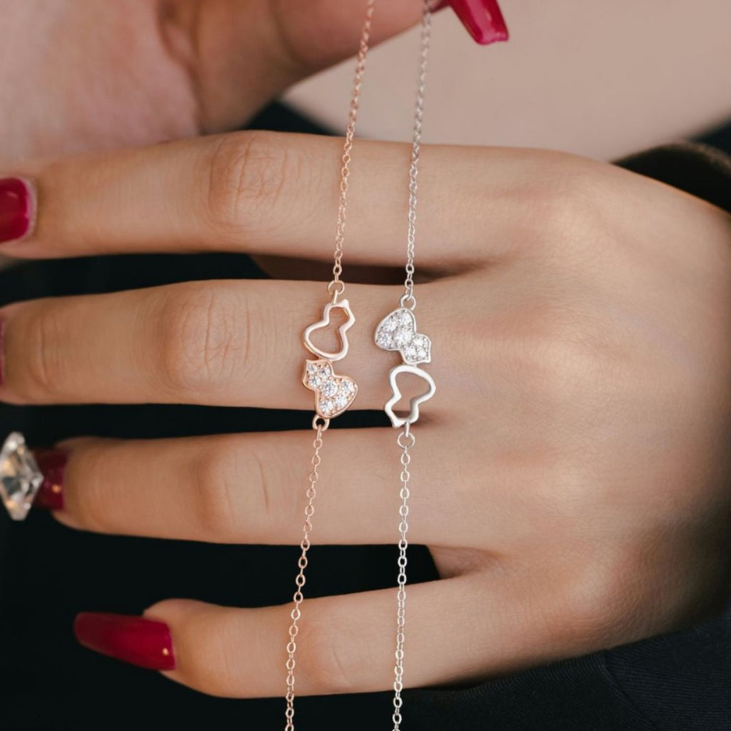 Fu Lu Double Full Sterling Silver 925 Bracelet Women's Fashion Versatile Gourd Zircon Bracelet Ins Little Red Book Same Style Bracelet