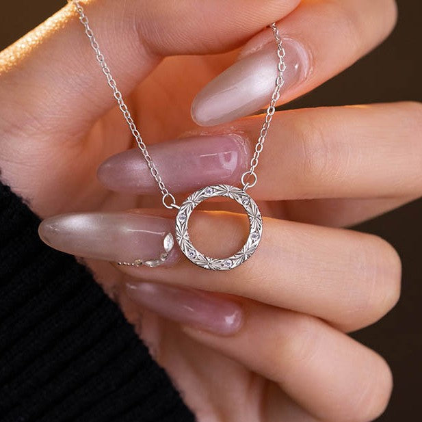 Garland Pure Silver 999 Necklace Female Niche Design Light Luxury Ring Zircon Clavicle Chain Small Red Book Same Pendant