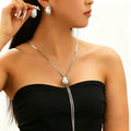 Pearl-Effect Curving Lariat Jewelry