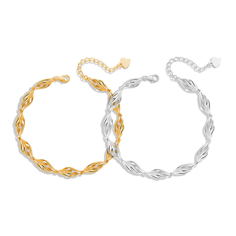 Wheat Ear Sterling Silver 925 Bracelet Female Niche Design Light Luxury Twist Bracelet Ins Style Mother's Day Gift Bracelet