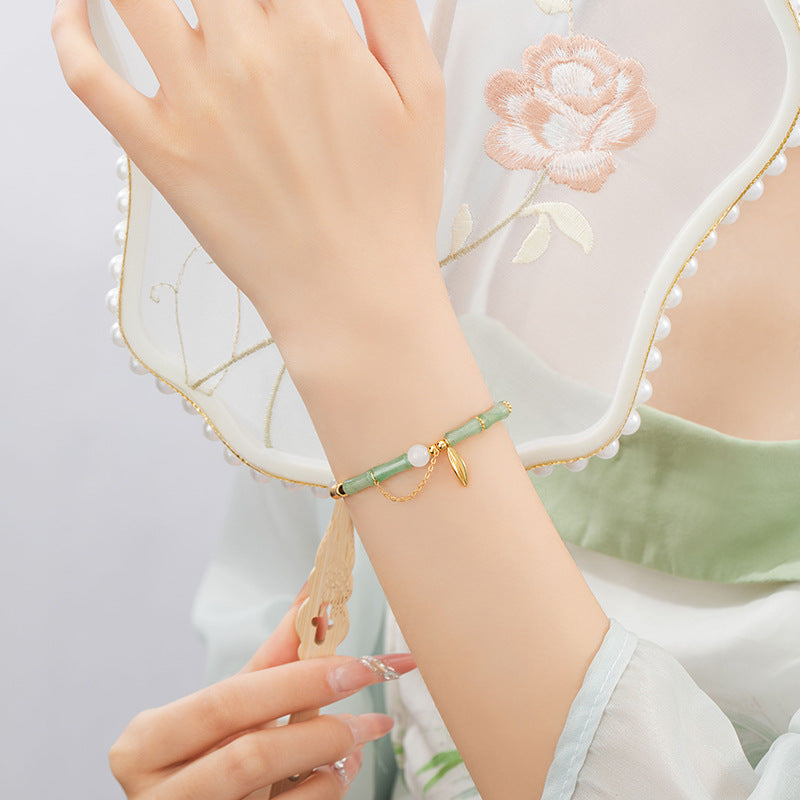Armband aus 925er Sterlingsilber – Bambus und Jade